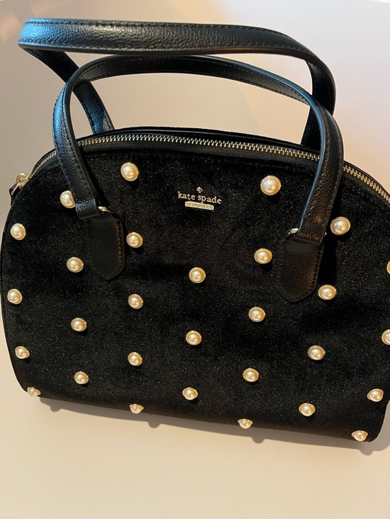kate spade Handbags - kate spade Black Pearl-Accent Velvet Satchel